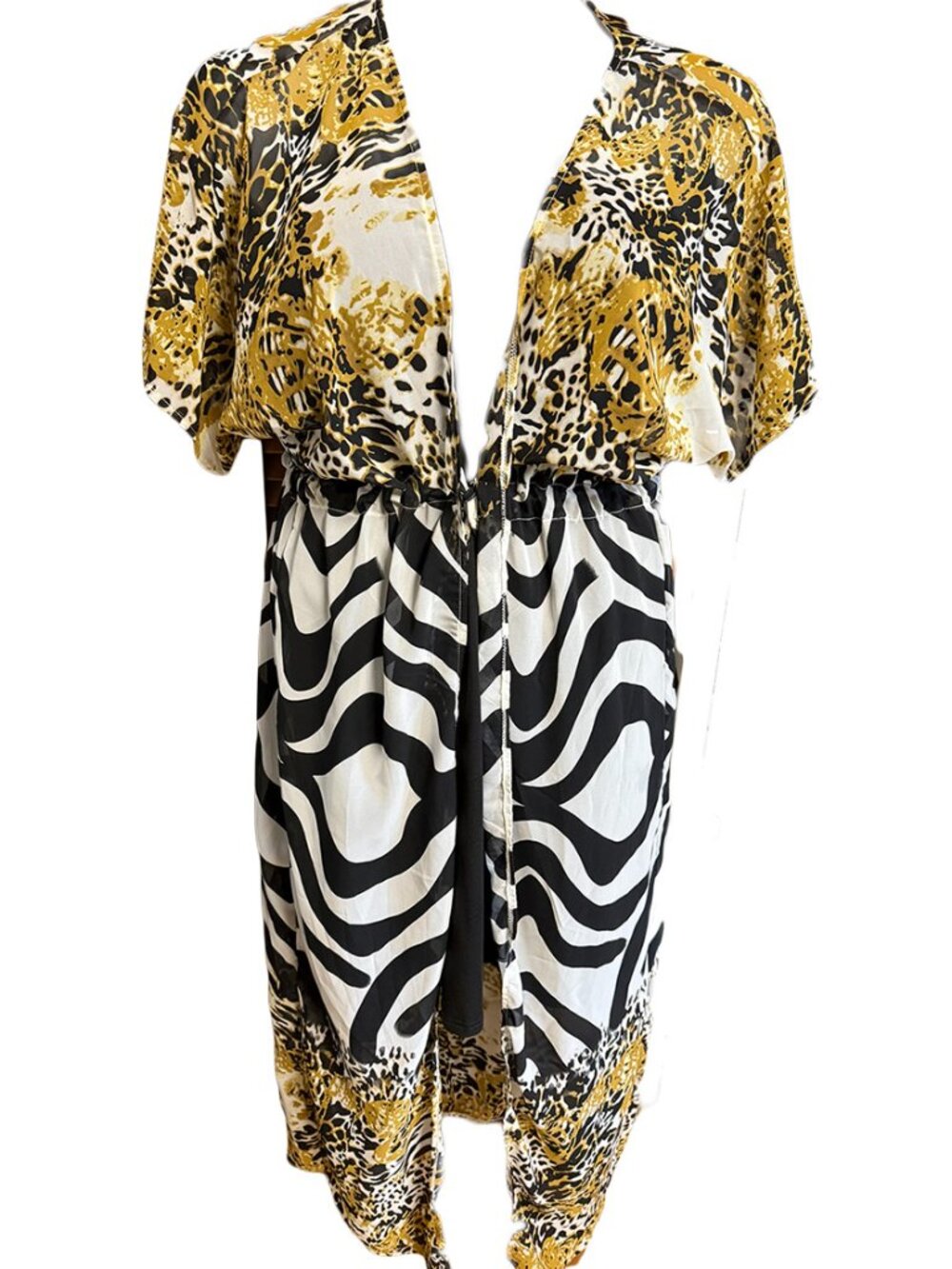 Animal Print Black and White Swim Top and CoverUp- 1XL - Picture 6 of 9